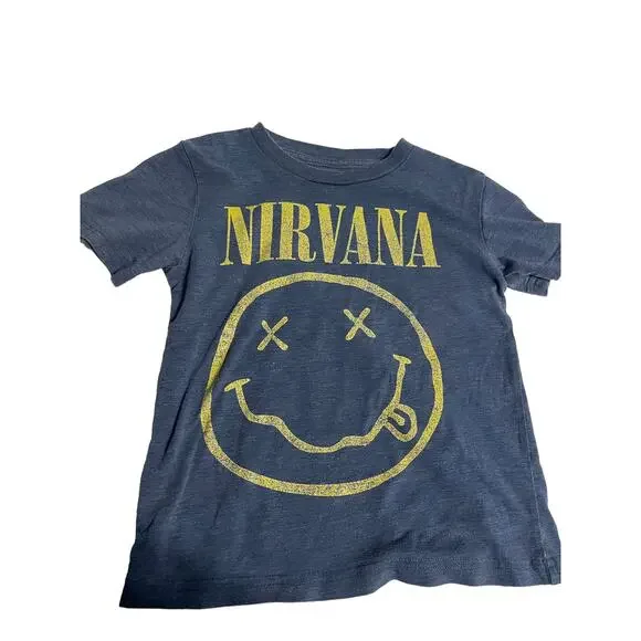 Nirvana kids Size 4 Denim Heather Short Sleeve Graphic T-Shirt - Picture 1 of 5